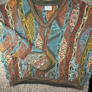 COOGI Women’s 2XL Cotton Pullover Sweater Australia Orange Green Long Sleeve